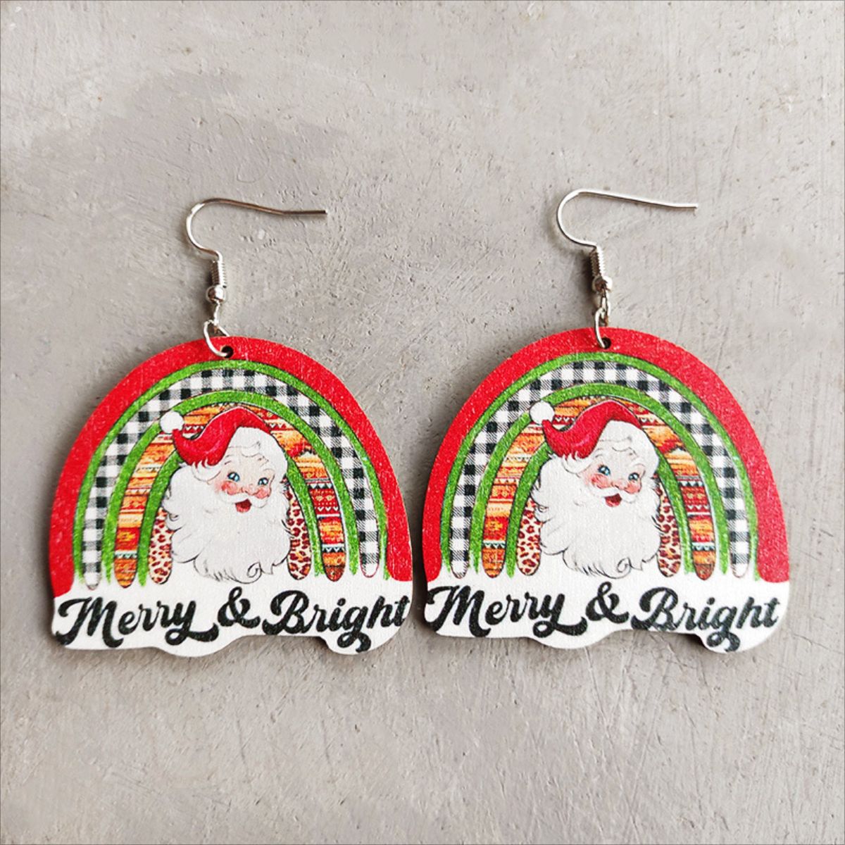 Christmas Themed Wood Dangle Earrings