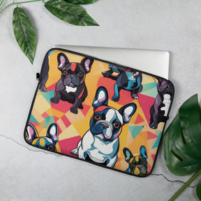 a laptop case with a picture of a dog on it