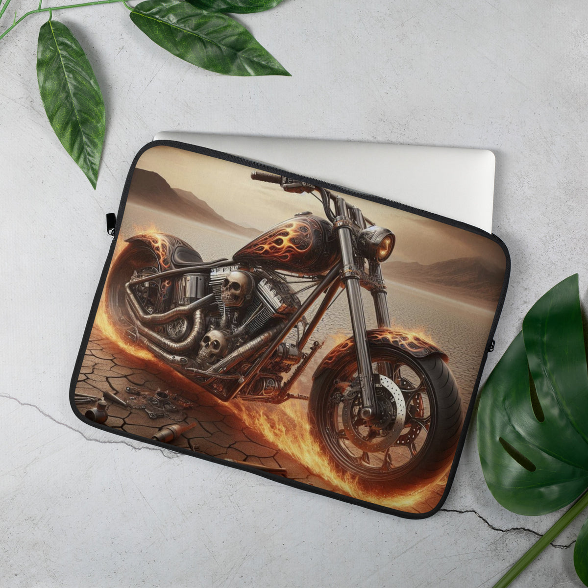 a laptop case with a motorcycle on it