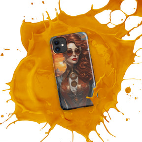 Steampunk Girl Snap Case for iPhone with orange splash