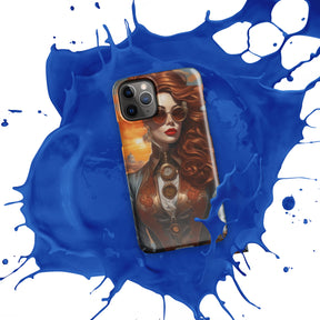 Steampunk Girl Snap Case for iPhone with blue splash