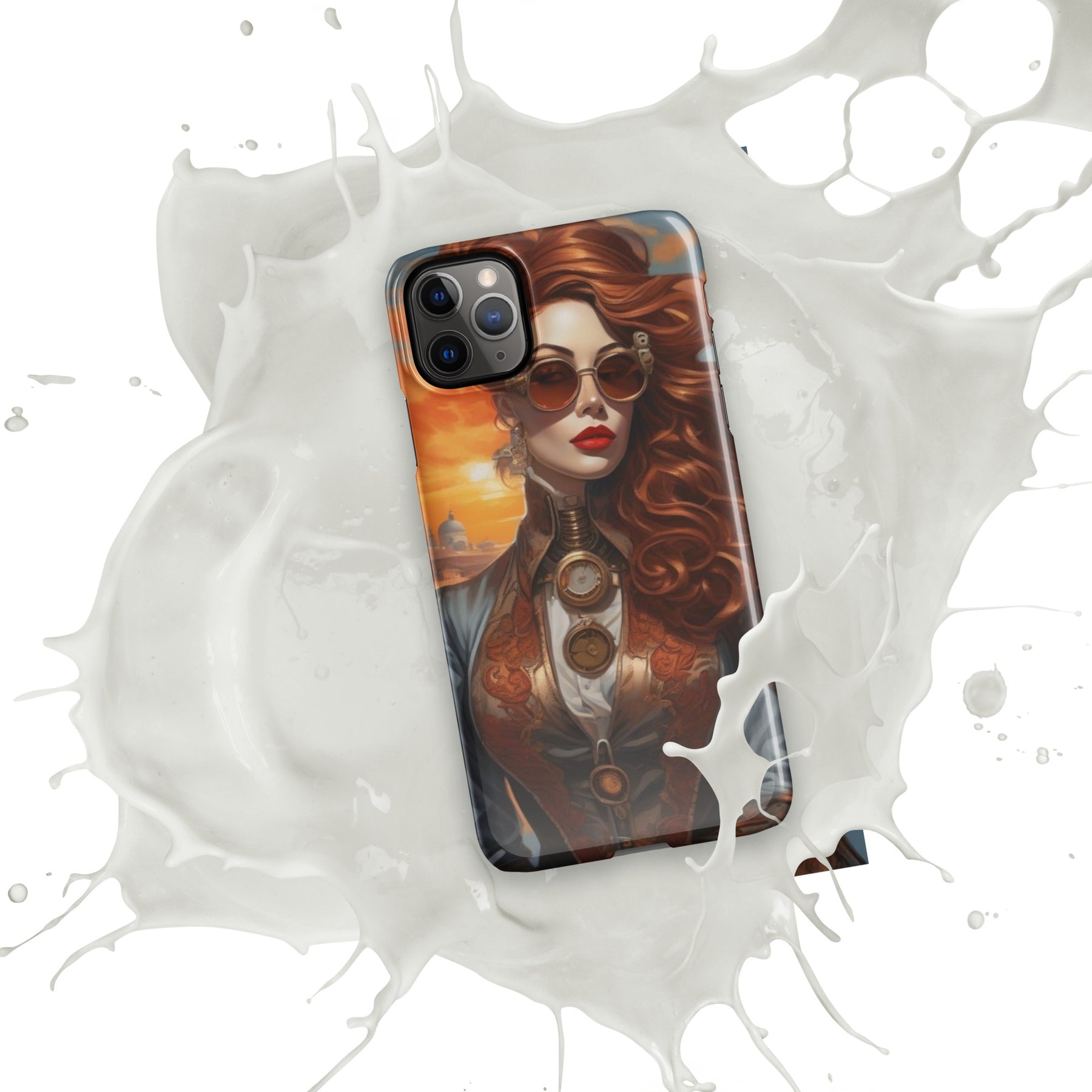 Steampunk Girl Snap Case for iPhone with white splash