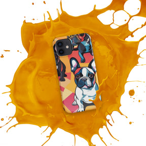 Glossy snap case for iPhone 12, vibrant colors with sleek design.