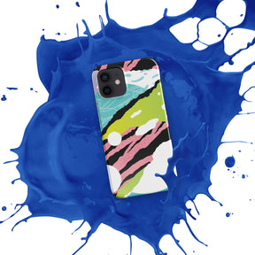 Glossy snap case for iPhone 12 in vibrant blue, slim fit design.