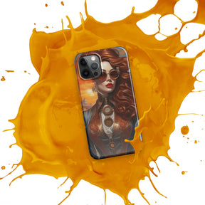 Steampunk Girl Snap Case for iPhone with orange splash