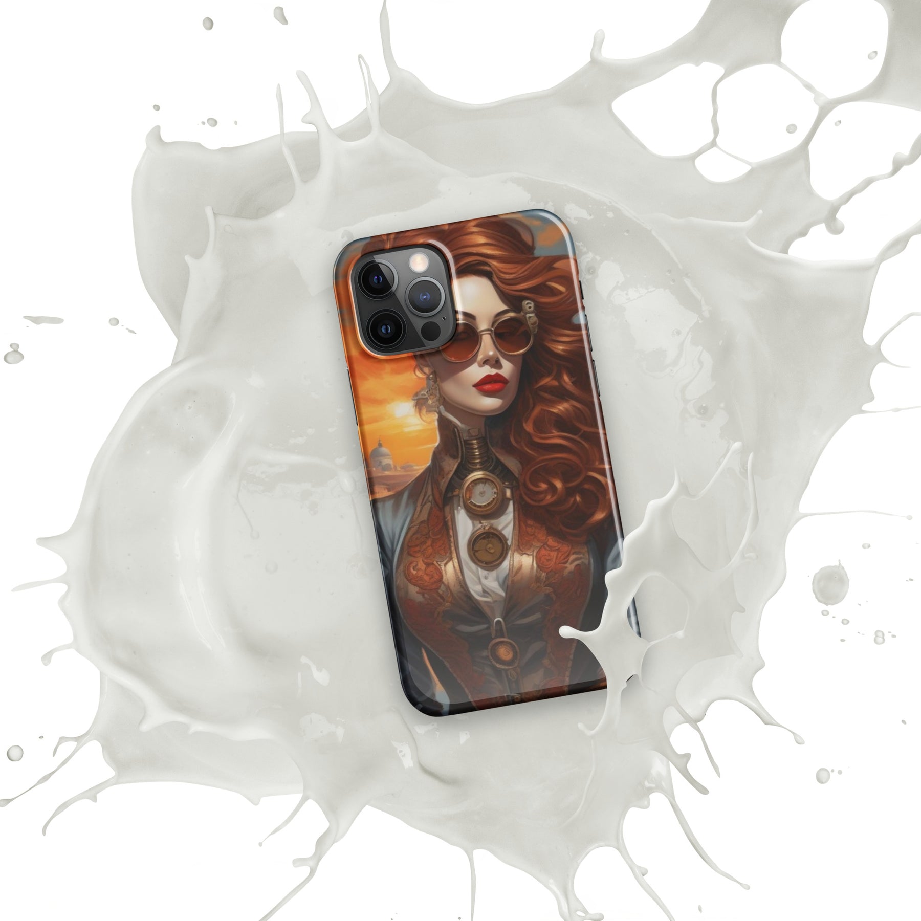 Steampunk Girl Snap Case for iPhone with white splash