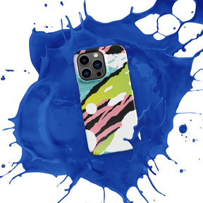 Glossy snap case for iPhone 13 Pro, vibrant blue with raised edges.