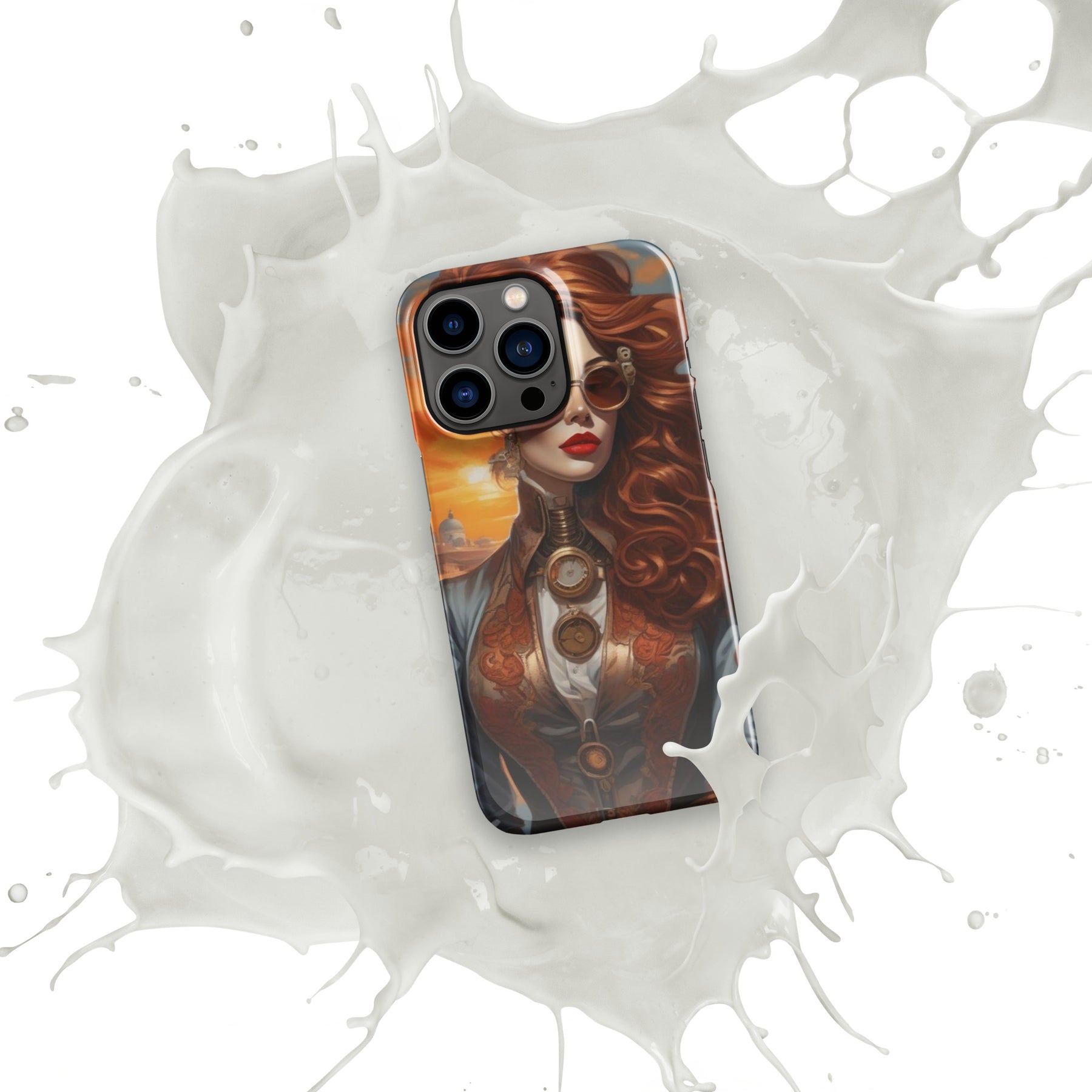 Steampunk Girl Snap Case for iPhone with white splash