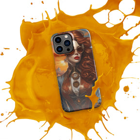 Steampunk Girl Snap Case for iPhone with orange splash