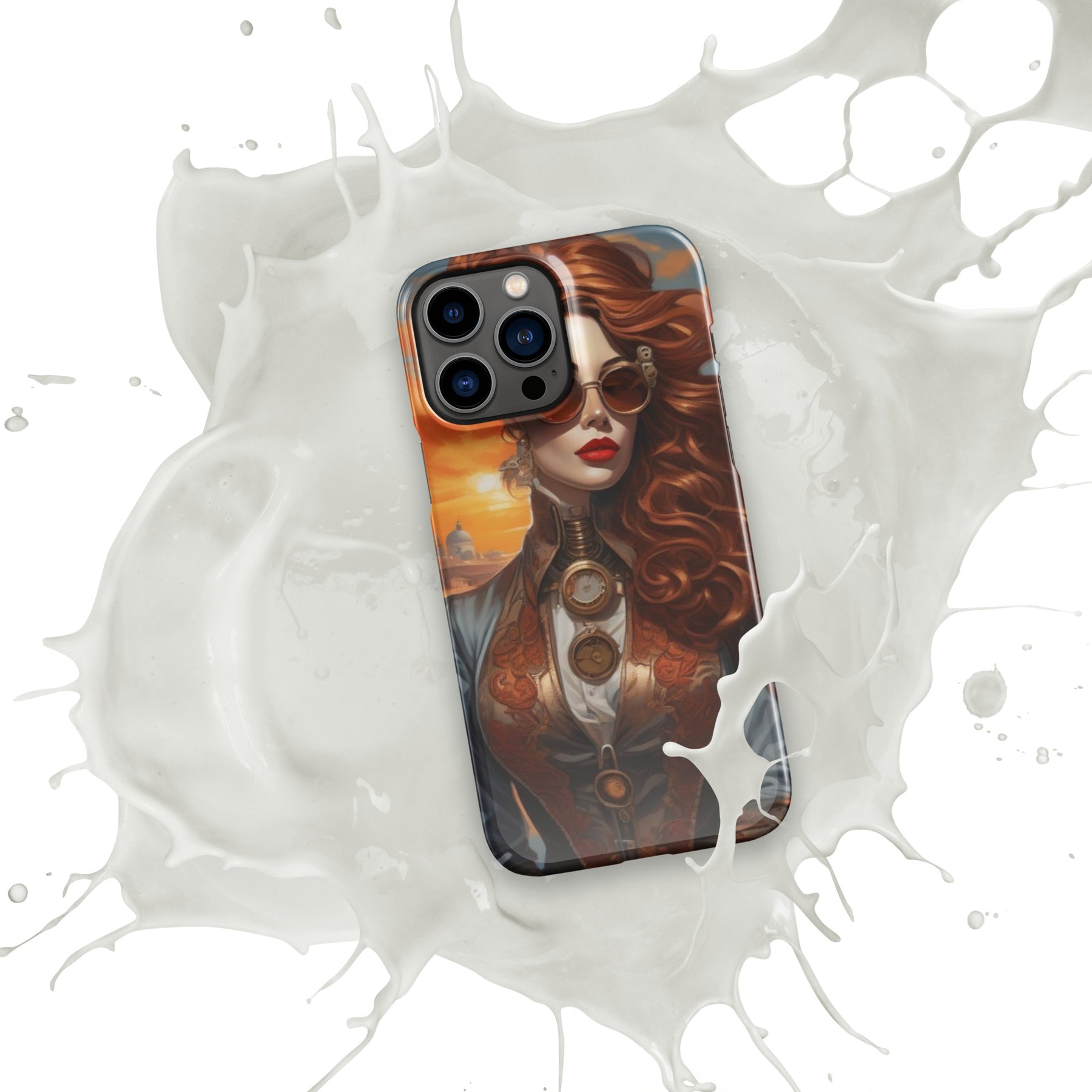 Steampunk Girl Snap Case for iPhone with white splash