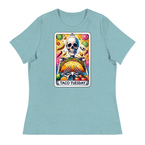 Light blue women's relaxed t-shirt with short sleeves, size medium.