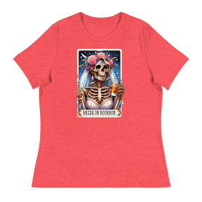 Lightweight women's relaxed t-shirt in heather red, size medium.