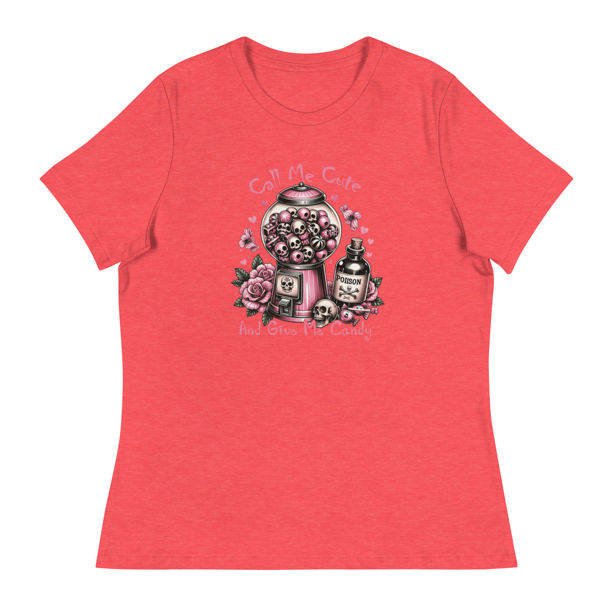 Women's relaxed t-shirt in heather red, soft fabric, size medium.