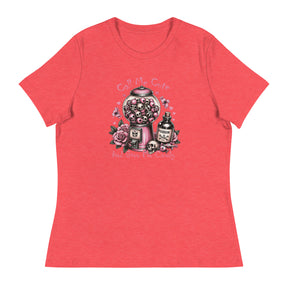 Women's relaxed t-shirt in heather red, soft fabric, size medium.