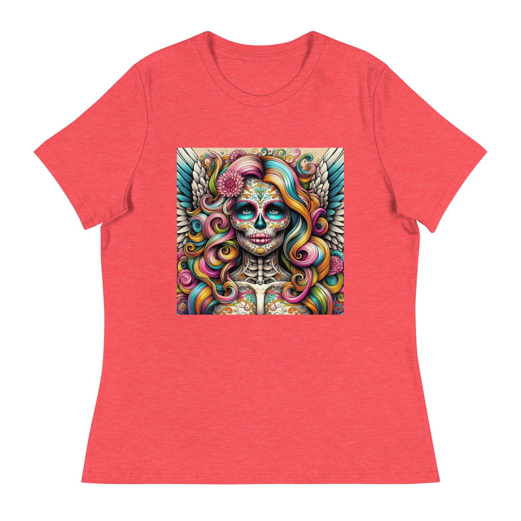 a women's t - shirt with an image of a skeleton