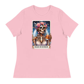 Pink women's relaxed t-shirt featuring a comfortable fit, size M.