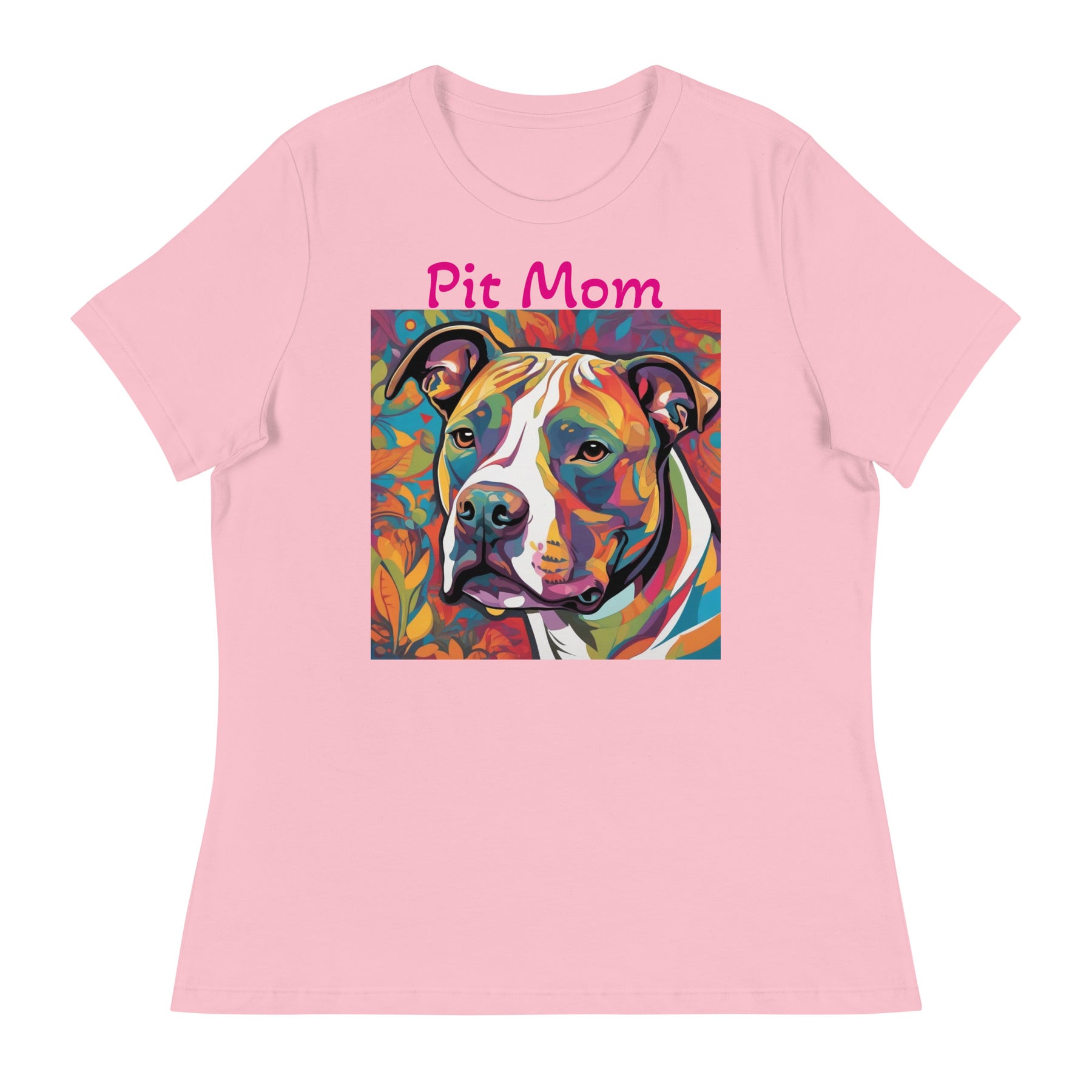 Pink women's relaxed t-shirt featuring short sleeves and soft fabric.